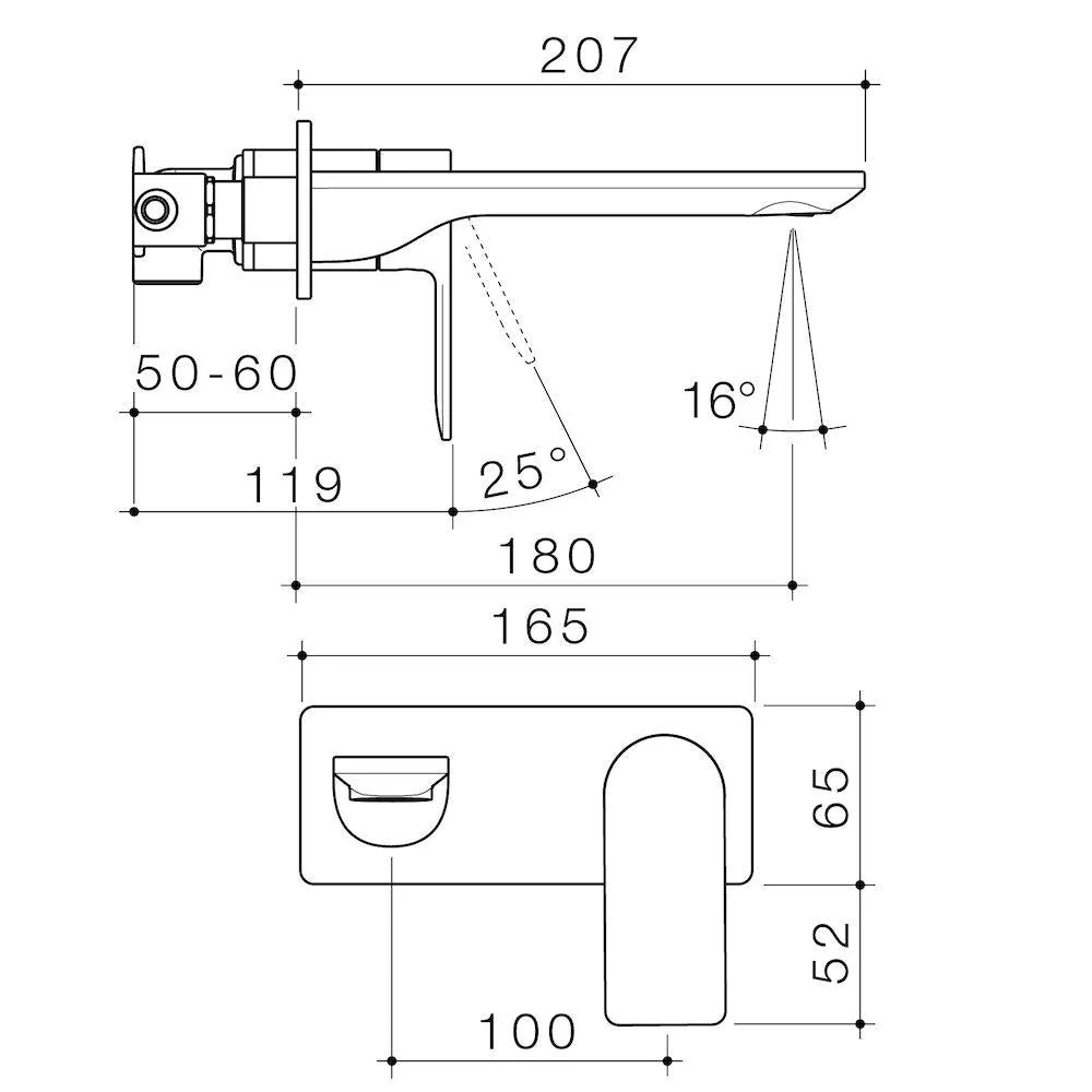 Caroma Urbane II Wall Basin/Bath Mixer Square Plate - Chrome - Image 3