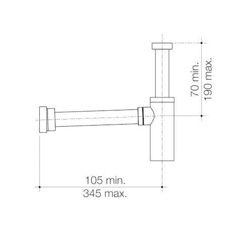 Caroma Urbane II 40mm Bottle Trap - Gun Metal Grey - Image 2