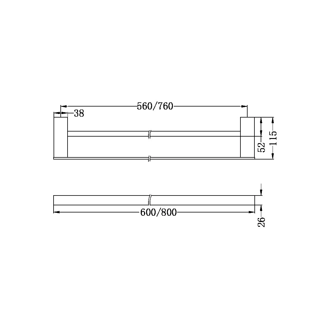 Nero Celia Double Towel Rail - Chrome - Image 4