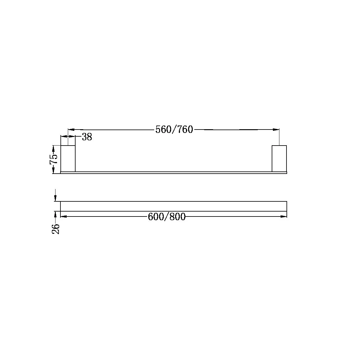 Nero Celia Single Towel Rail - Brushed Nickel - Image 4