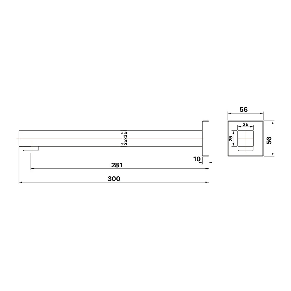 Mixx Chai Bath Spout 300mm - Chrome - Image 2