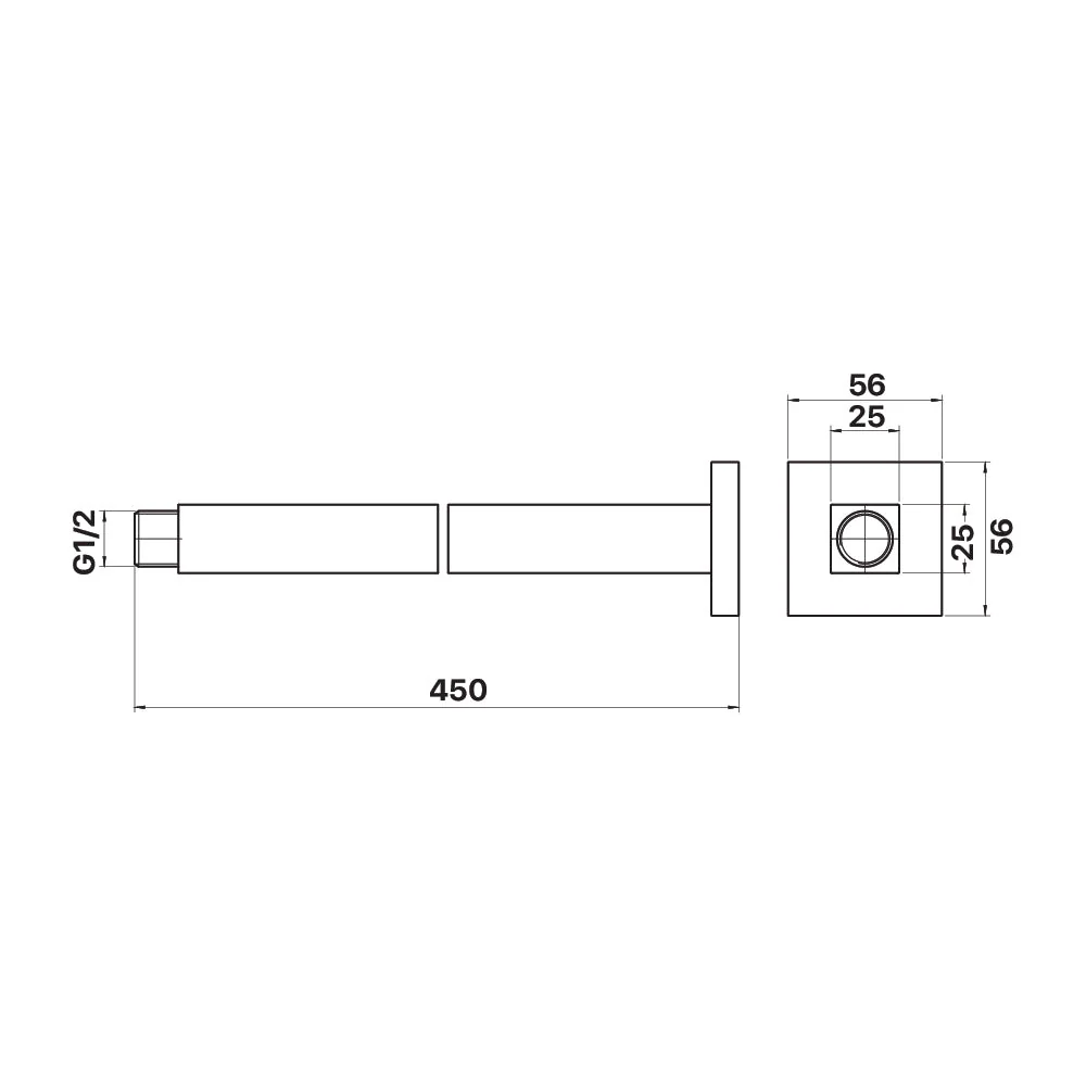 Mixx Chai Ceiling Dropper Arm 450mm - Chrome - Image 2