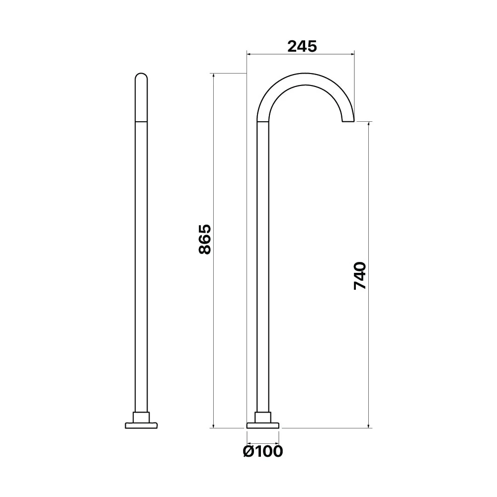 Mixx Chai Floor Mounted Bath Spout - Matt Black - Image 2
