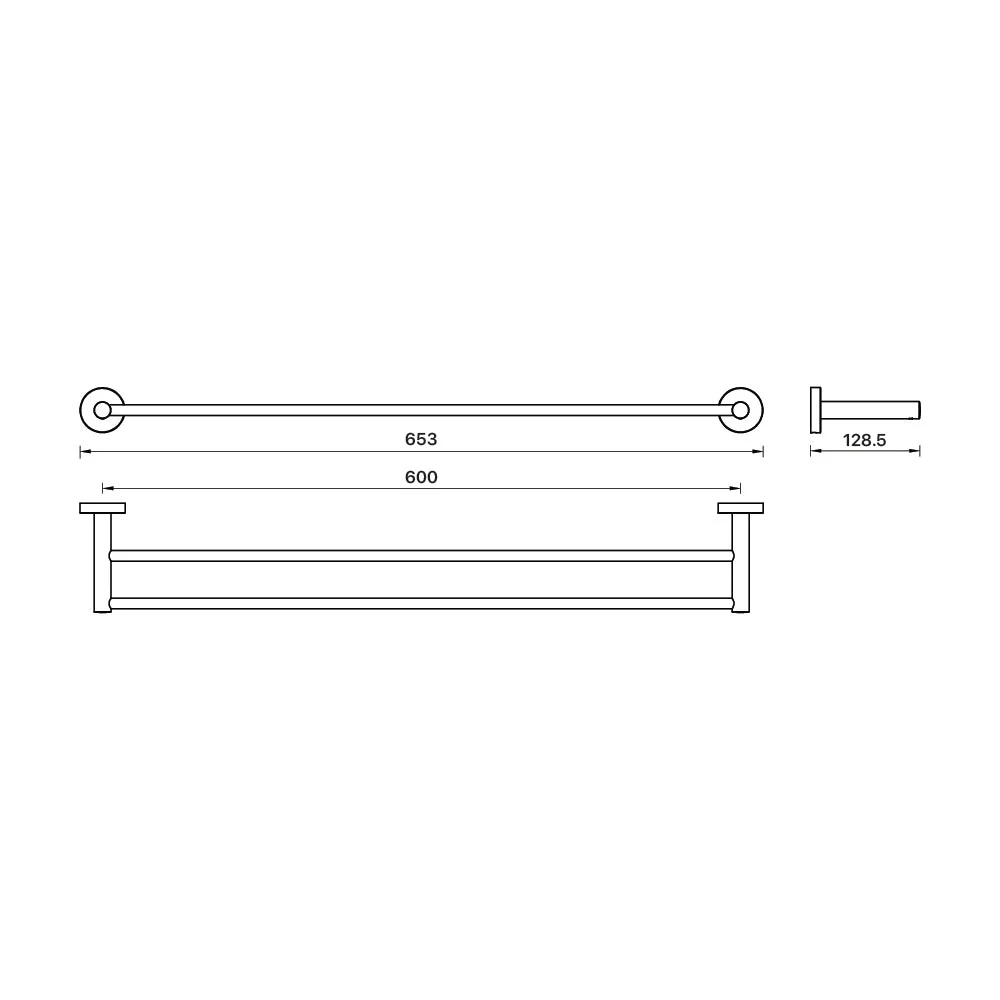 Mixx Chia Double Towel Rail 600mm - Brushed Bronze - Image 2