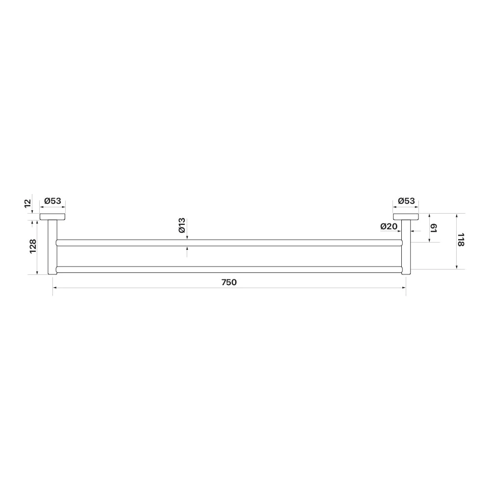 Mixx Chia Double Towel Rail 750mm - Brushed Bronze - Image 2