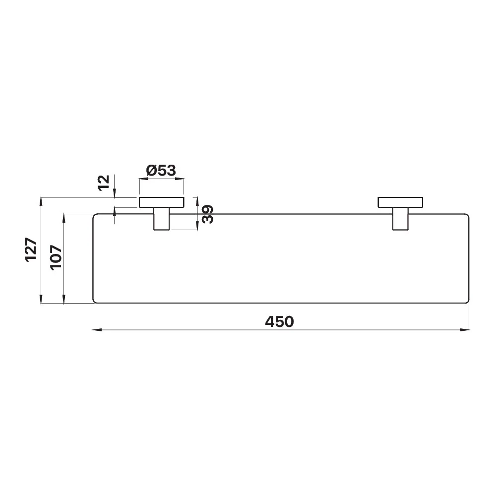 Mixx Chia Glass Shower Shelf 450mm - Chrome - Image 2