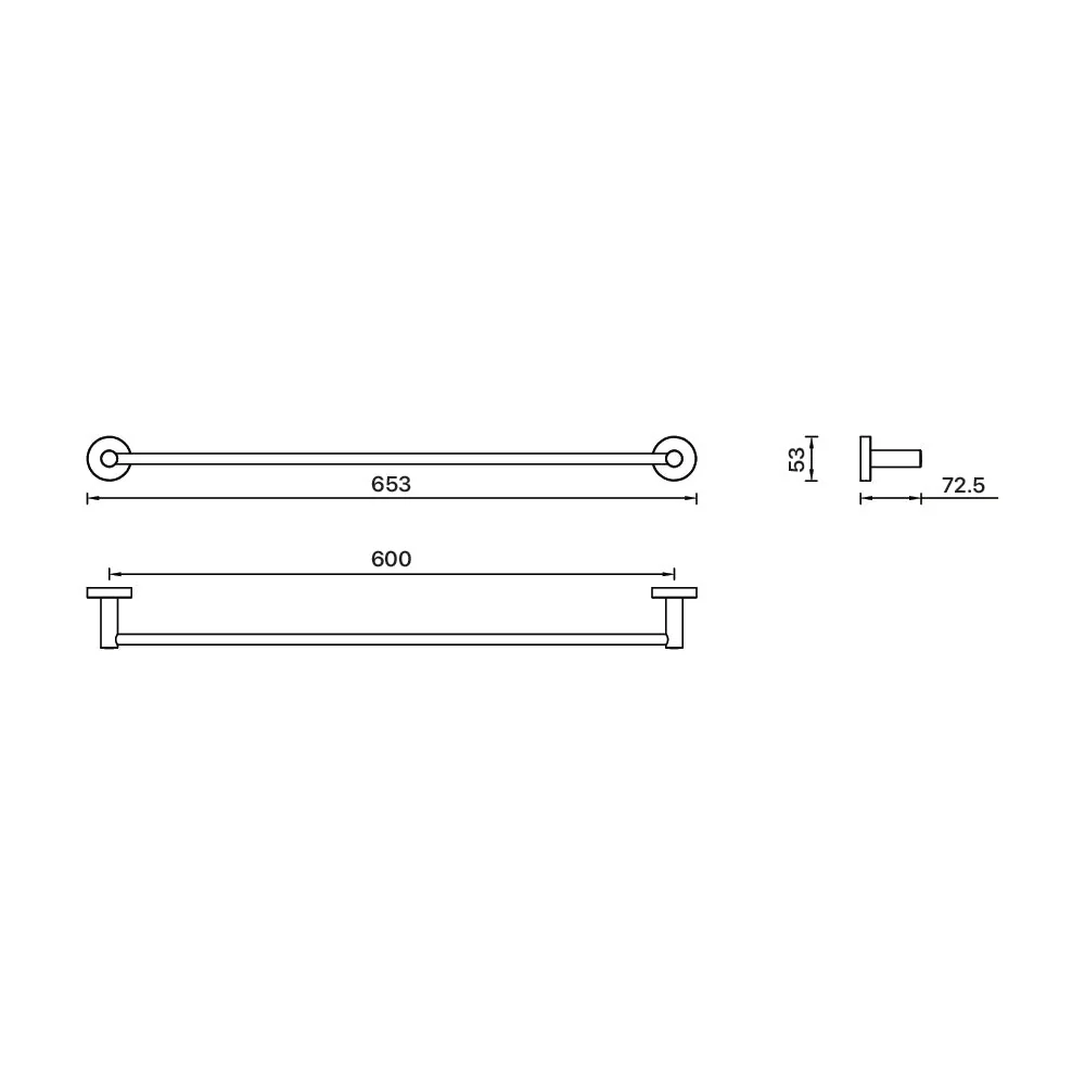 Mixx Chia Single Towel Rail 600mm - Brushed Bronze - Image 2