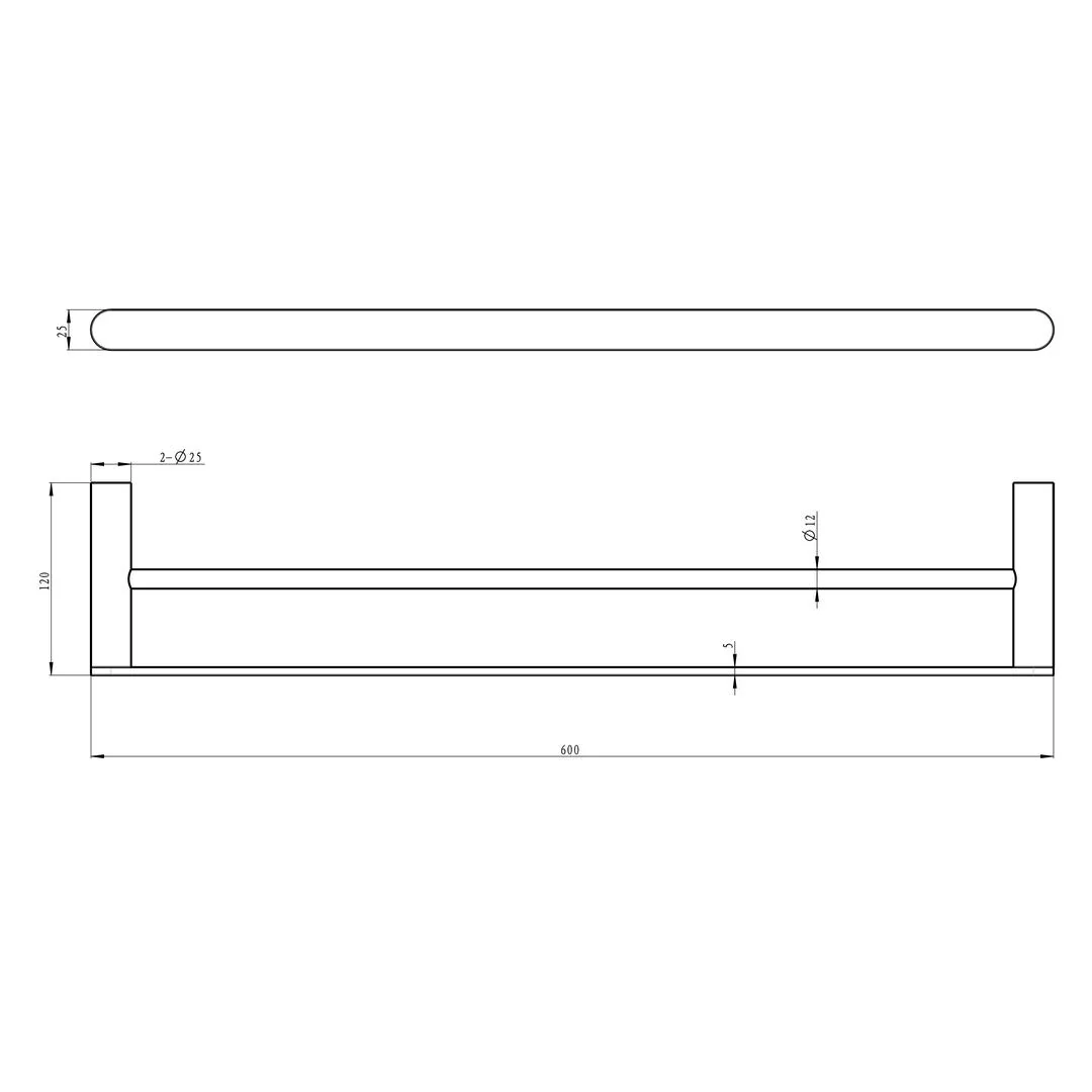 Linsol Circle 600mm Double Towel Rail - Matte Black - Image 3