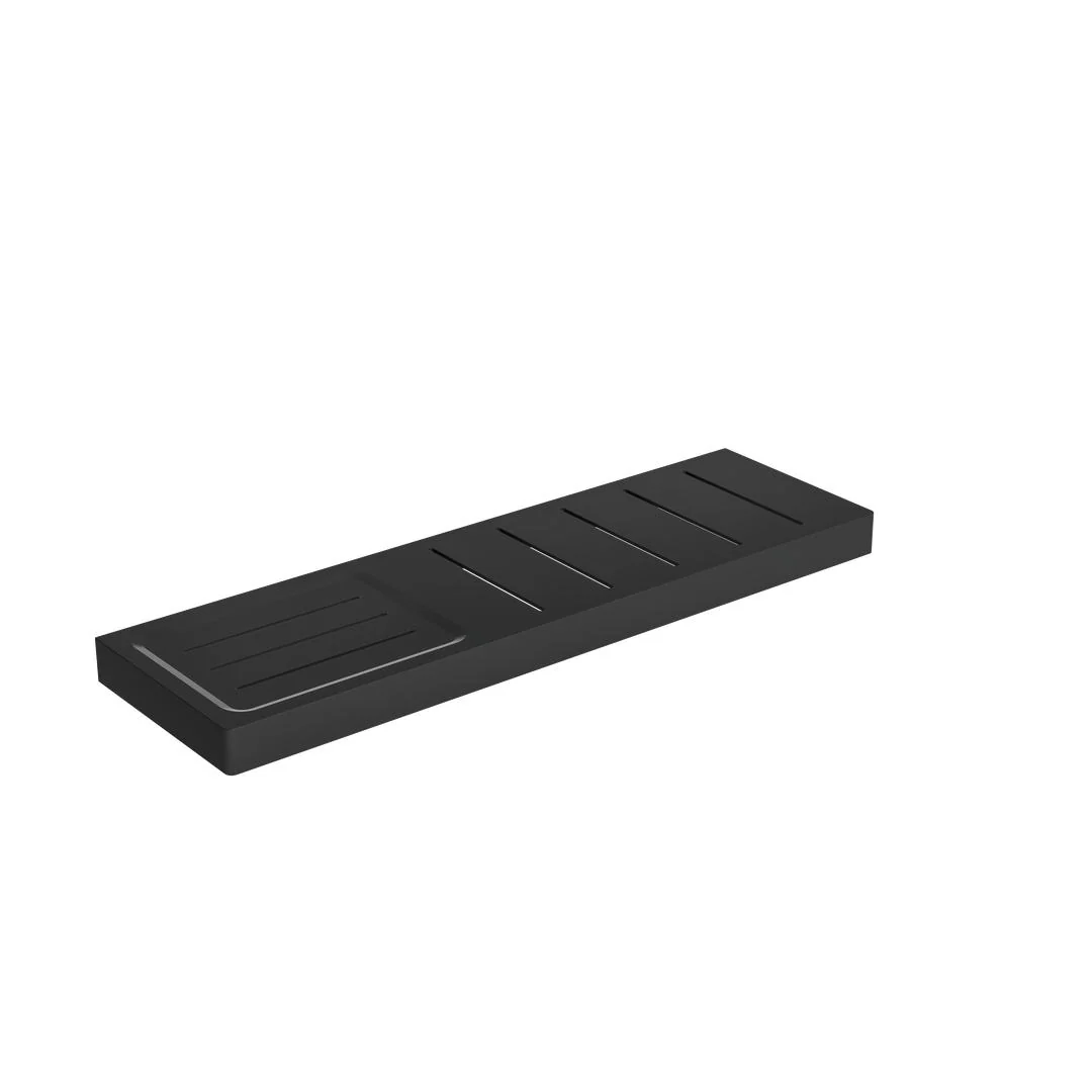 Linsol Circle Metal Shelf with Soap Dish - Matte Black - Image 3