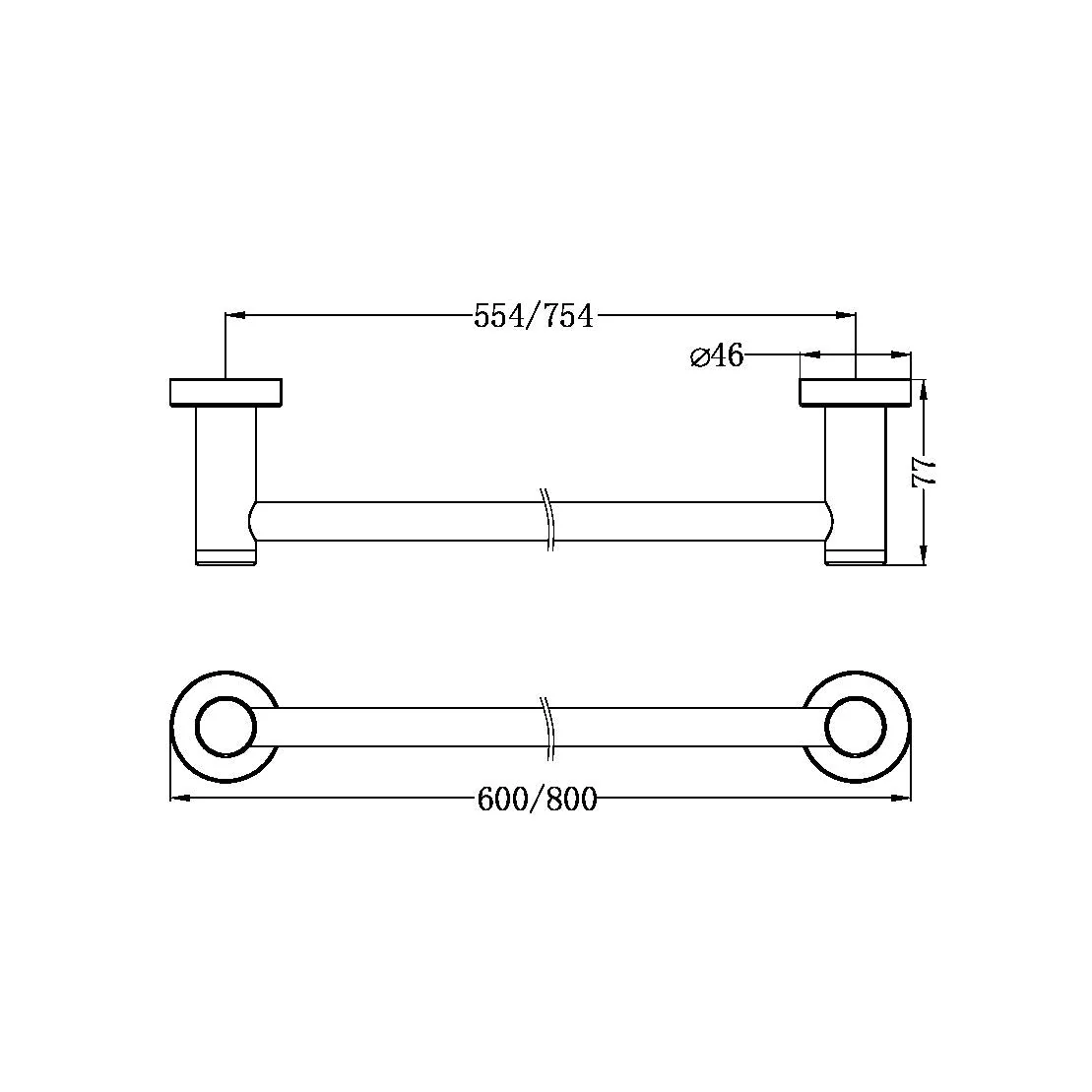 Nero Classic Single Towel Rail - Chrome - Image 4