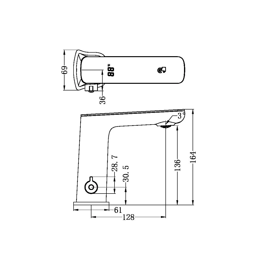 Nero Claudia Sensor Mixer With White Top Display - Gun Metal - Image 2