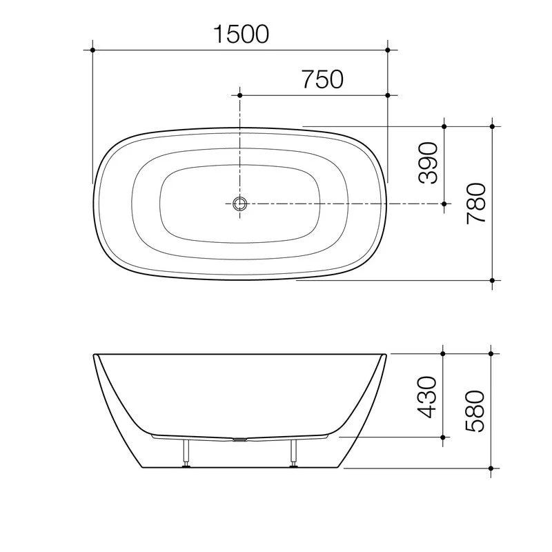 Caroma Contura II 1500mm Freestanding Bath - White Matte - Image 3