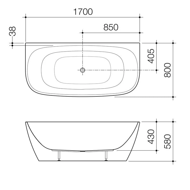 Caroma Contura II 1700mm Back to Wall Freestanding Bath - Matte Clay - Image 3