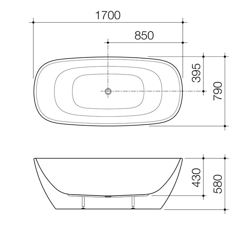 Caroma Contura II 1700mm Freestanding Bath - White Matte - Image 3