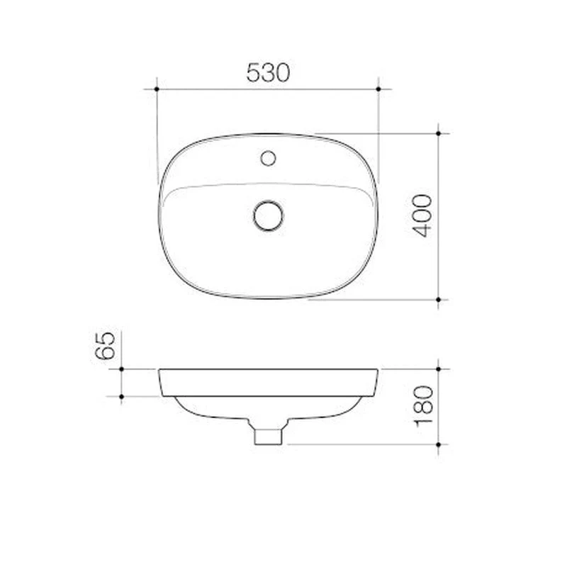 Caroma Contura II 530mm Inset Basin with Tap Landing (1 Tap Hole) - White - Image 2