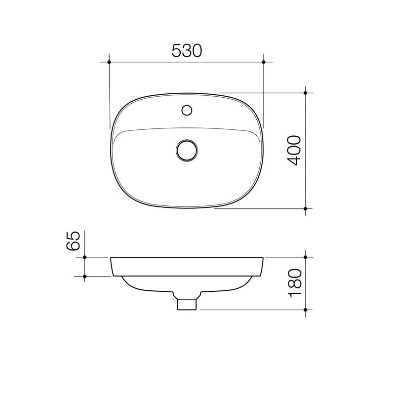 Caroma Contura II 530mm Inset Basin with Tap Landing (1 Tap Hole) - Matte Clay - Image 2
