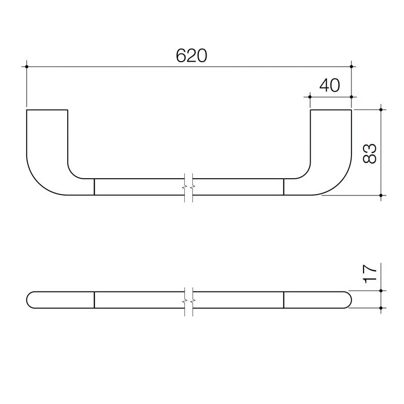 Caroma Contura II 620mm Single Towel Rail - Chrome - Image 2