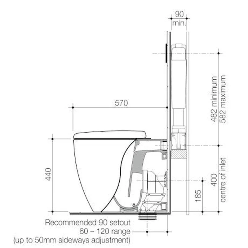 Caroma Contura II Cleanflush Invisi Series II Wall Faced Toilet Suite - White Matte - Image 2