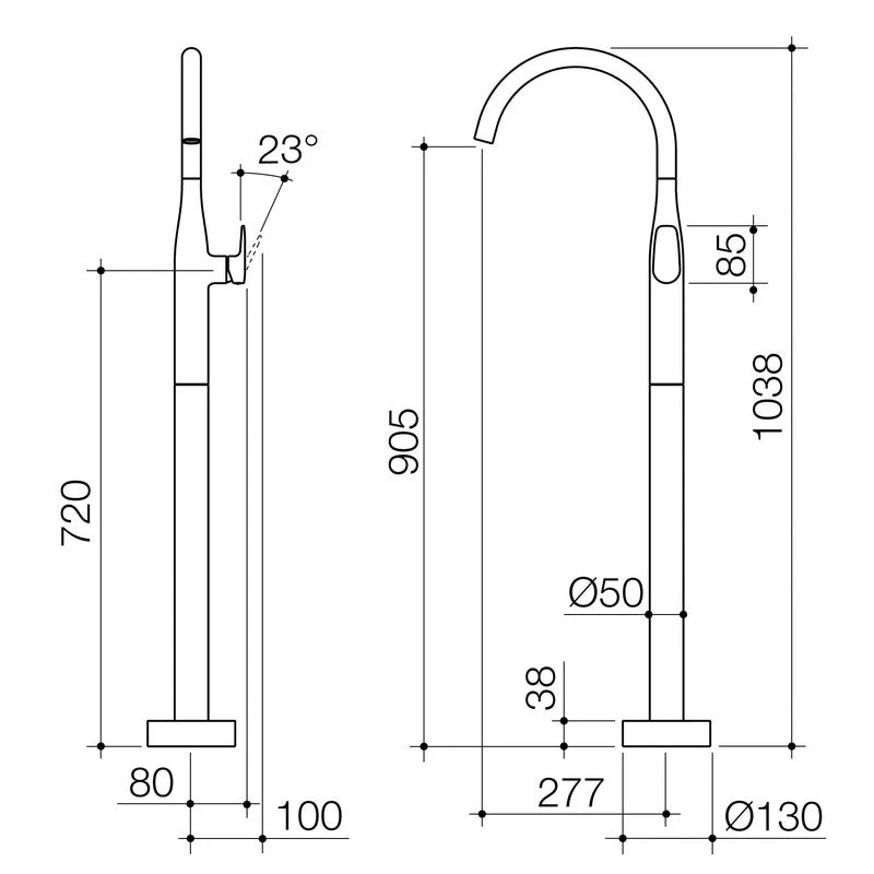 Caroma Contura II Freestanding Bath Filler - Brushed Bronze - Image 2