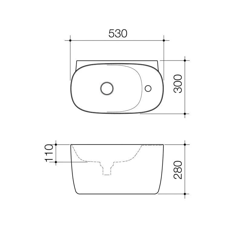 Caroma Contura II Hand Wall Basin (1 Tap Hole) - Matte Clay - Image 2