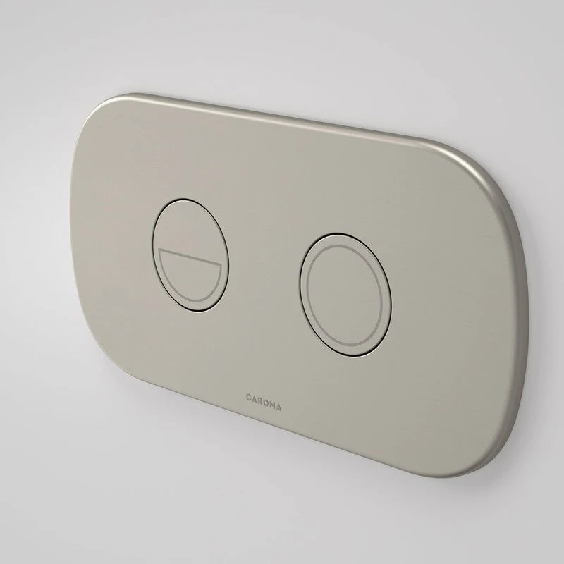 Caroma Contura II Invisi Series II Round DC Dual Flush Button Panel - Brushed Nickel