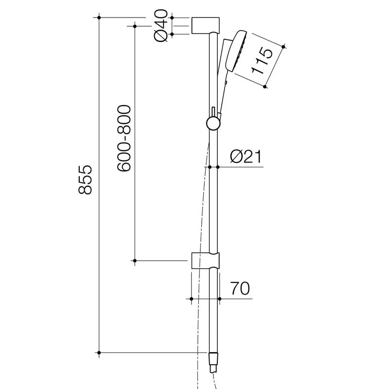 Caroma Contura II Rail Shower - Brushed Nickel - Image 2