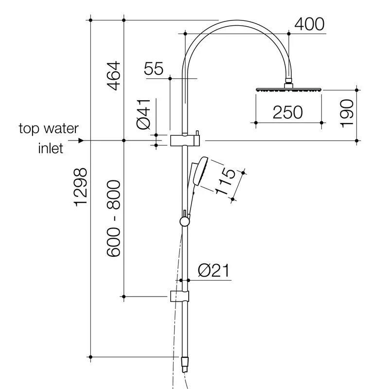 Caroma Contura II Rail Shower with Overhead - Chrome - Image 2