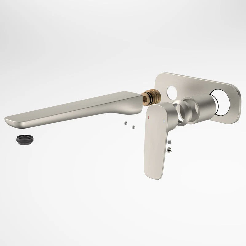 Caroma Contura II Wall Basin/Bath Mixer 220mm (Trim-Kit) - Brushed Nickel