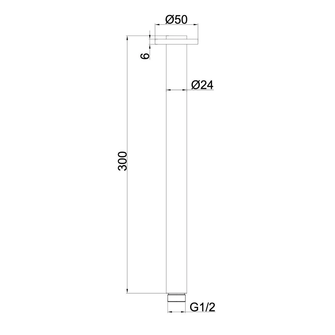 Linsol Corsica 300mm Round Ceiling Arm - Brushed Nickel - Image 2