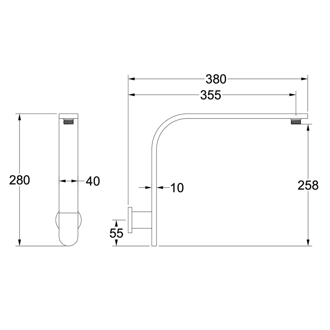 Linsol Corsica Flat Upswept Wall Arm - Brushed Brass - Image 2