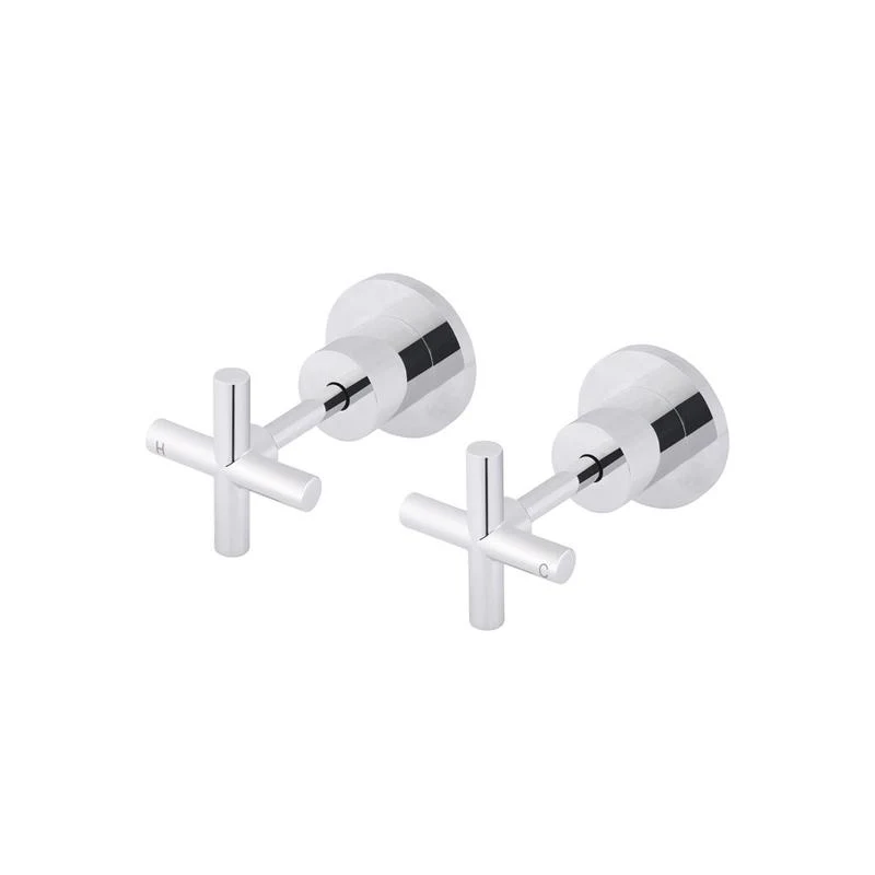 Meir Round Cross Handle Jumper Valve Wall Top Assemblies - Polished Chrome
