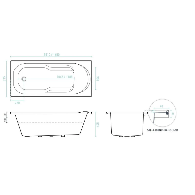 Decina Adatto 1650 Contour 12 Jet White Spa Bath - Image 2