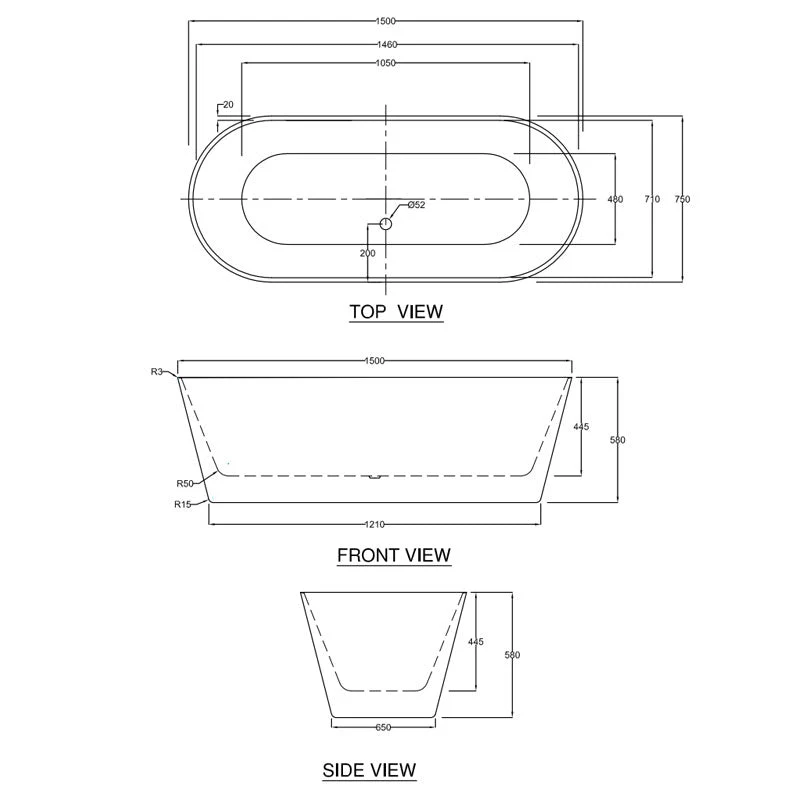 Decina Elinea 1500 Freestanding Bath - Image 4