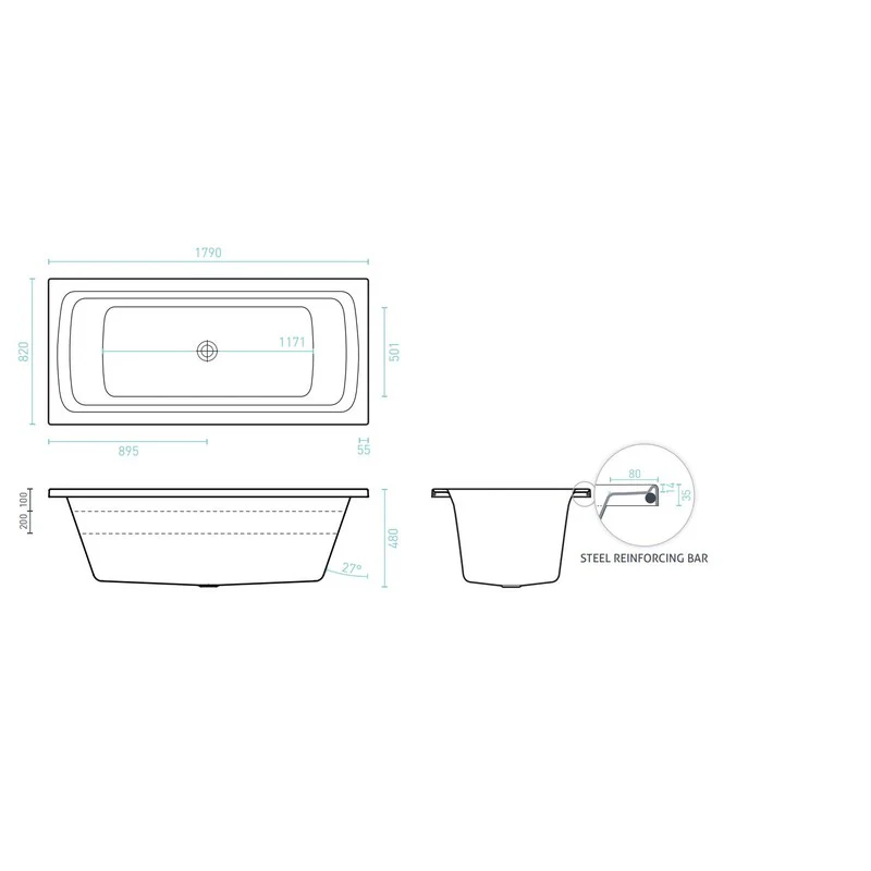 Decina San Diego 1790 Contour 14 Jet Spa Bath - Image 2