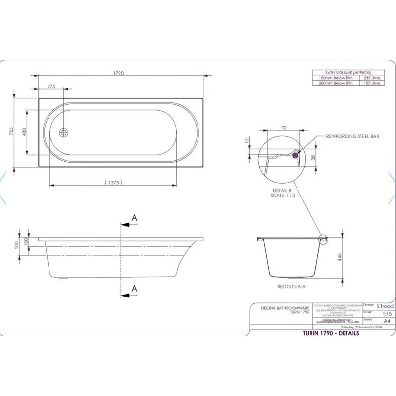 Decina Turin 1790 Builders Spa 6 Jet Spa Bath - Image 2
