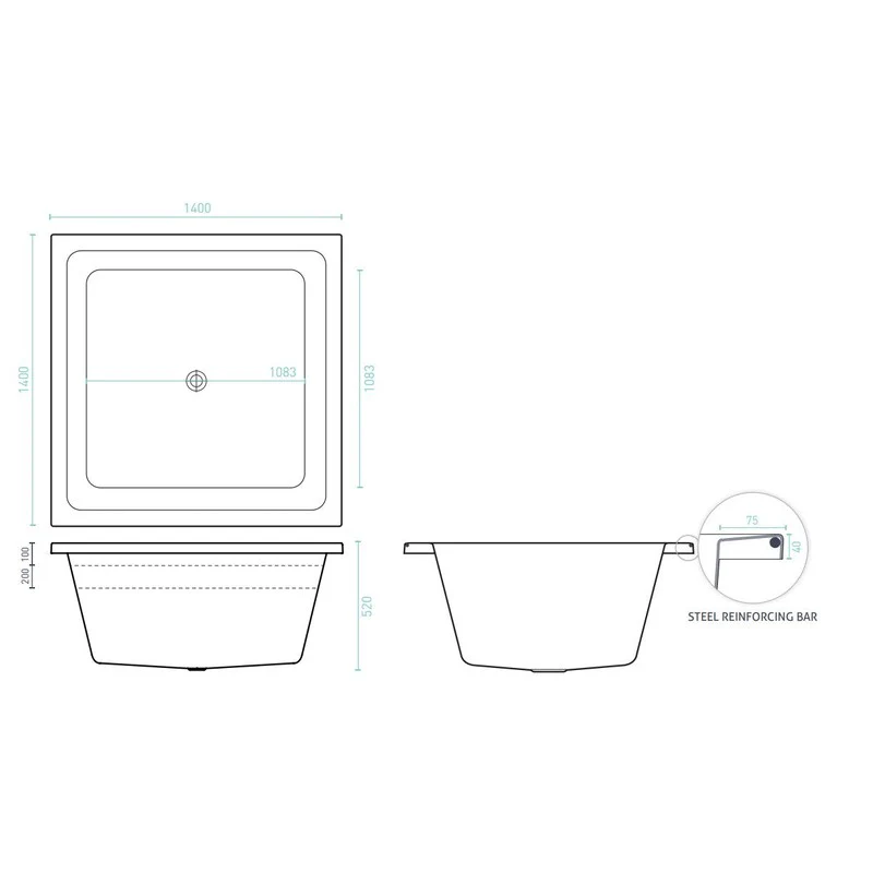 Decina Venice 1400 Contour 20 Jet Spa Bath - Image 2