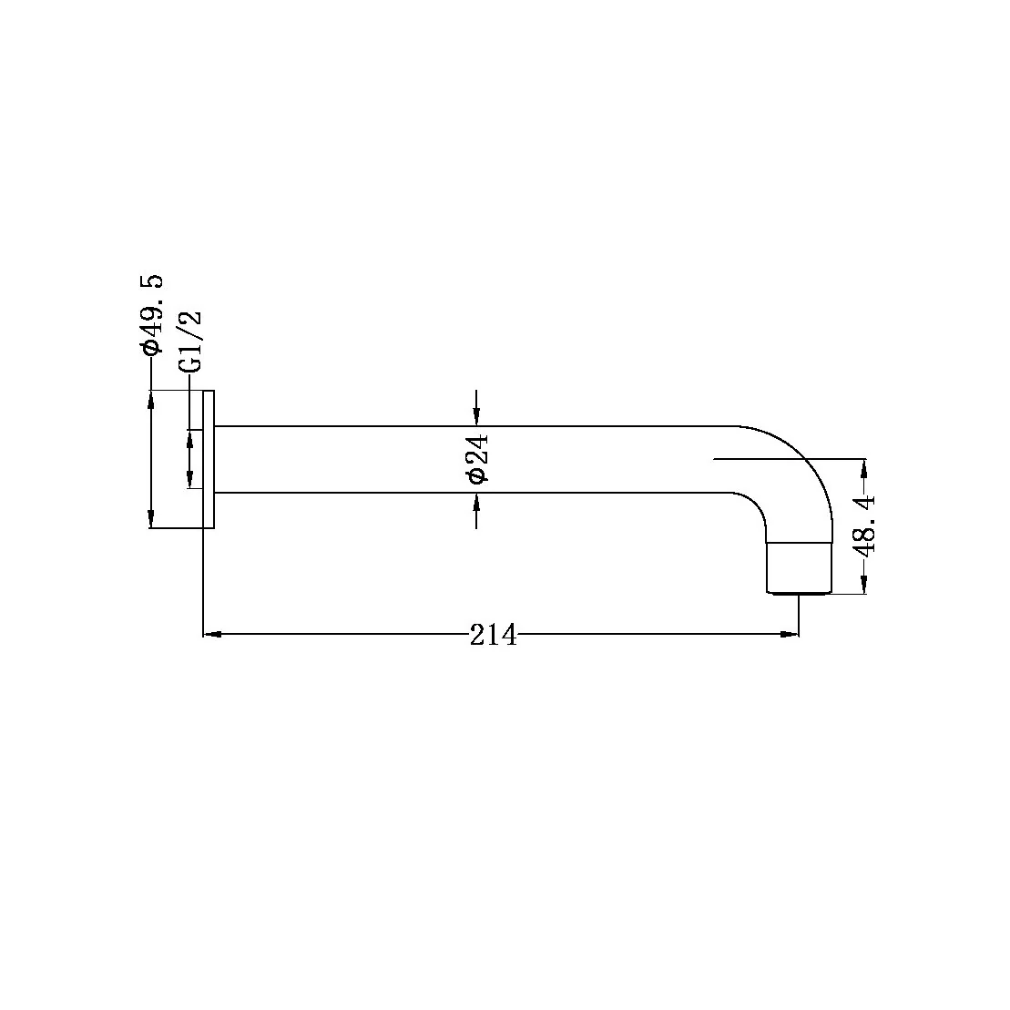 Nero Dolce Basin/Bath Spout Only 215mm - Chrome - Image 4