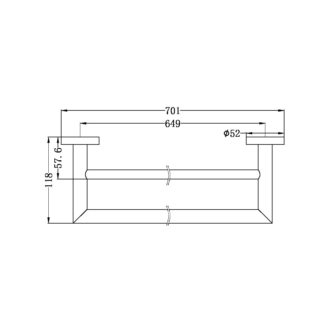 Nero Dolce Double Towel Rail 700mm - Brushed Nickel - Image 4