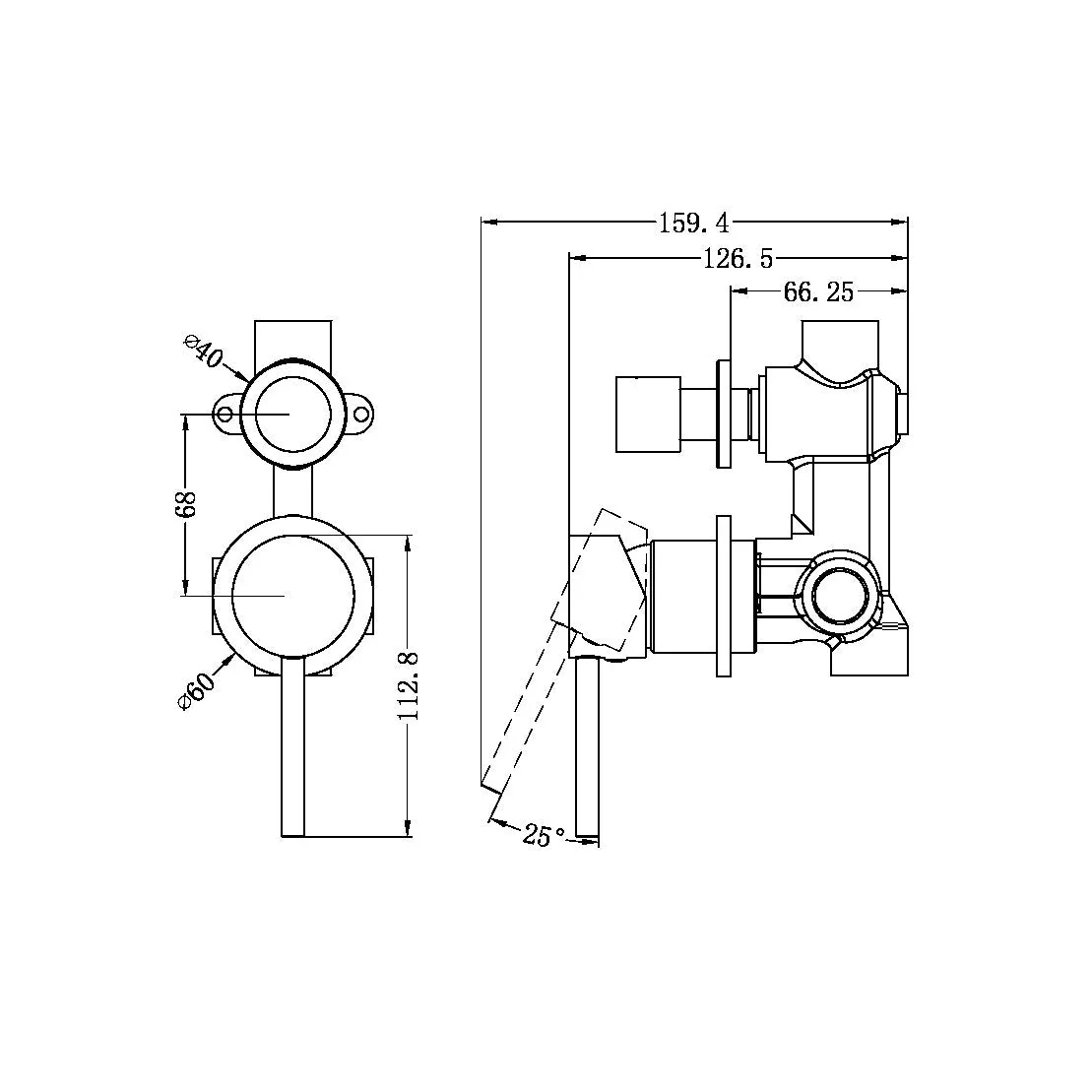 Nero Dolce Shower Mixer With Diverter Separate Back Plate - Black Matte - Image 4