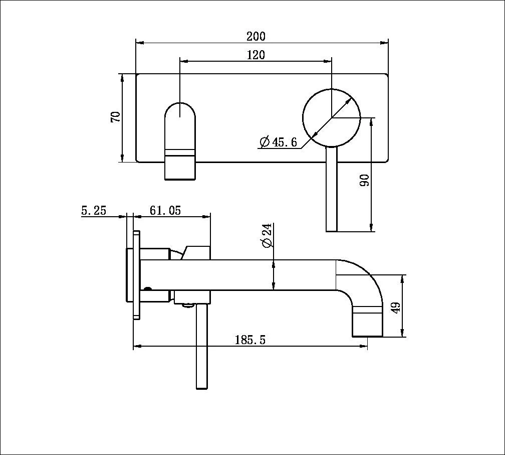Nero Dolce Wall Basin/Bath Mixer (Trim Kit Only) - Black Matte - Image 2