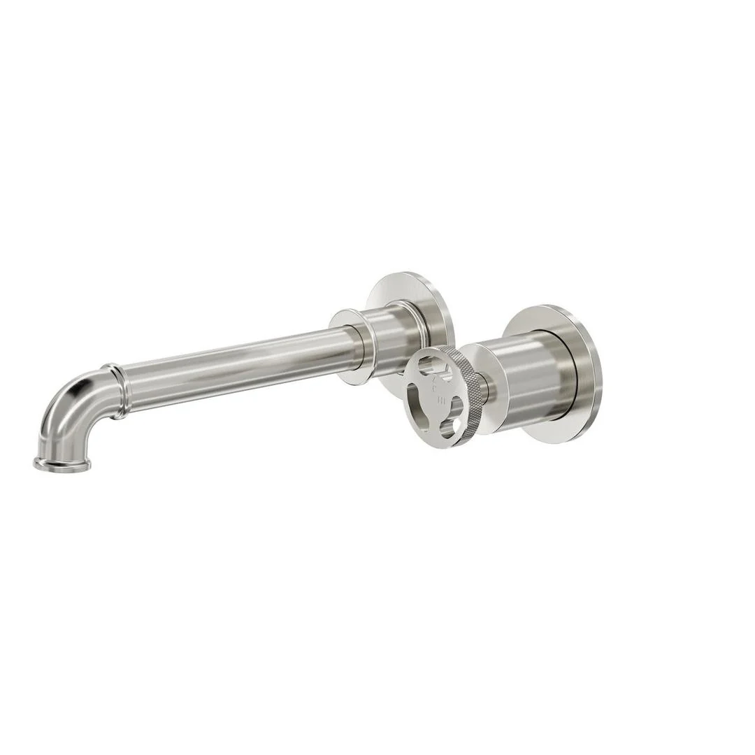 Linsol Dynamik 2-Plate Wall Basin or Bath Mixer - Brushed Nickel