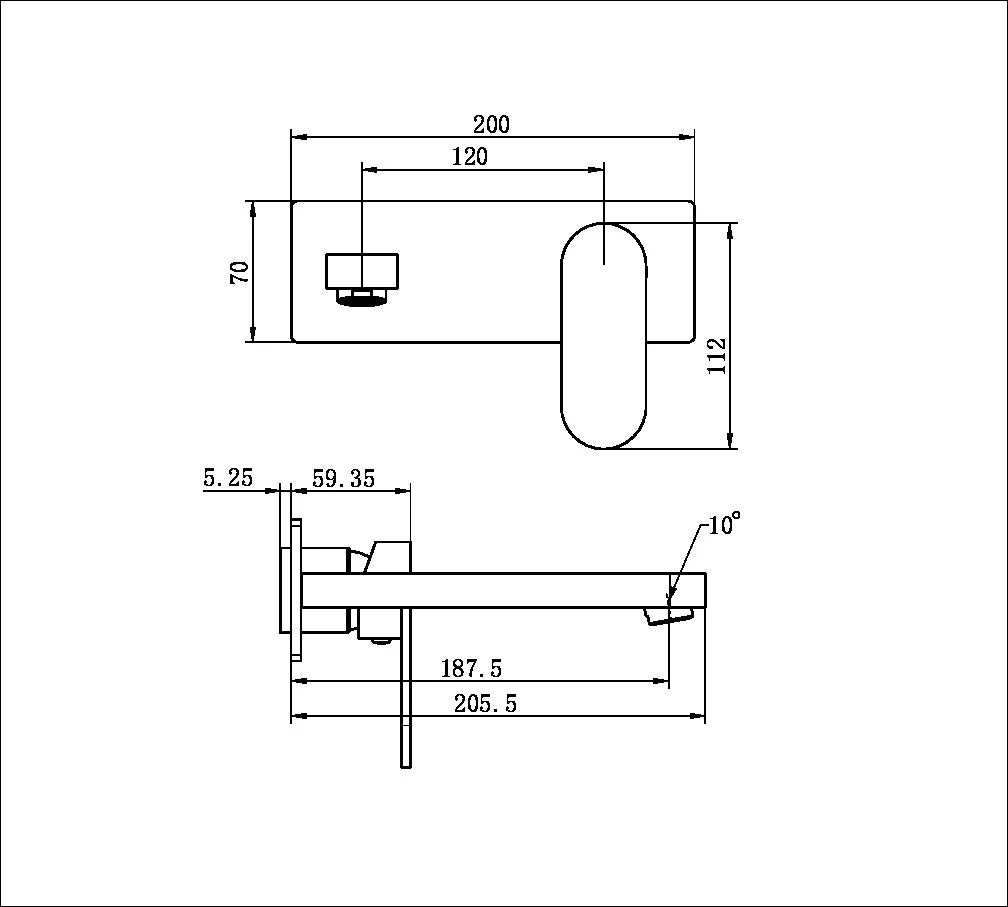 Nero Ecco Wall Basin/Bath Mixer (Trim Kit Only) - Black Matte - Image 2
