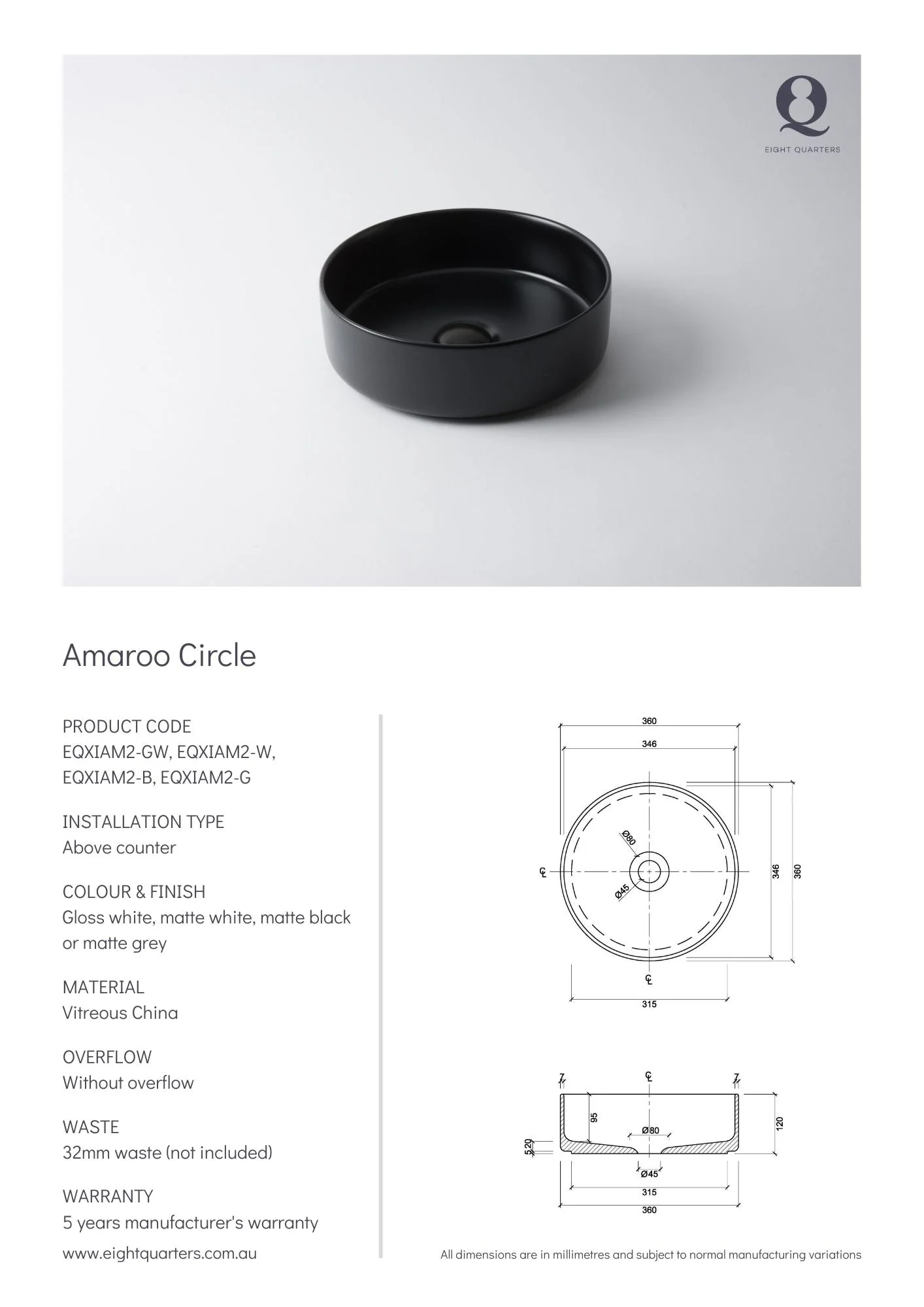Eight Quarters Amaroo Circle - Black Matte - Image 2