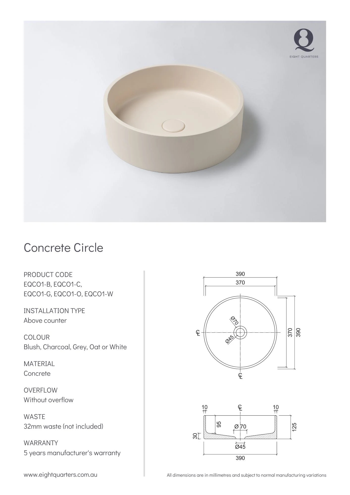 Eight Quarters Concrete Circle Grey - Image 2