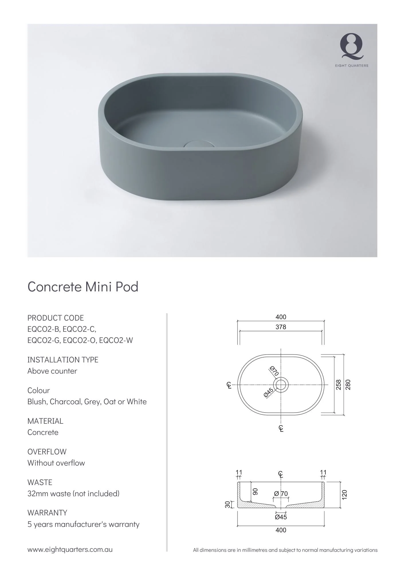 Eight Quarters Concrete Mini Pod Grey - Image 2