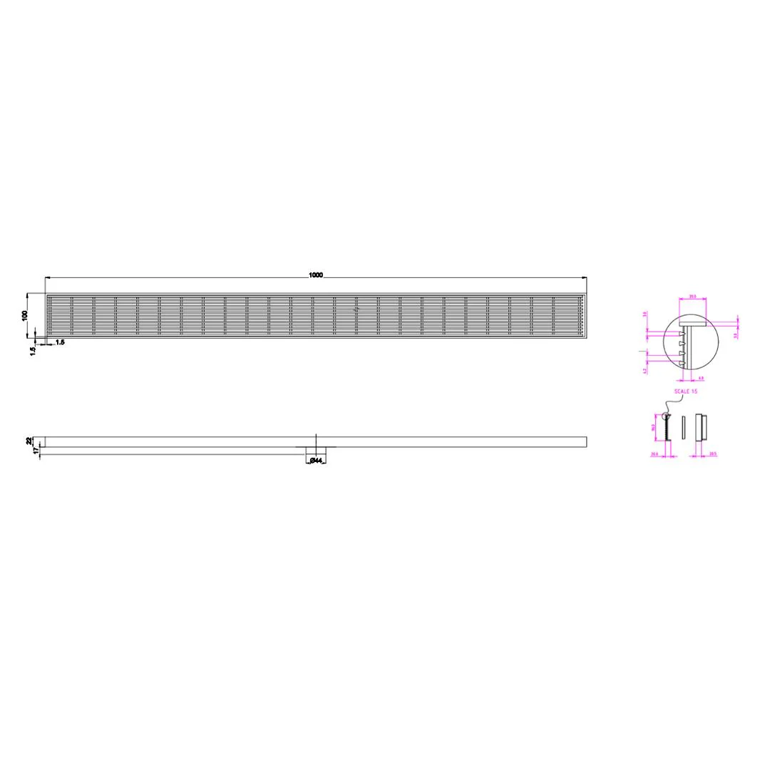 Linsol Ezyflow 1000mm Heelguard Linear Waste DN44 - Brushed Nickel - Image 3