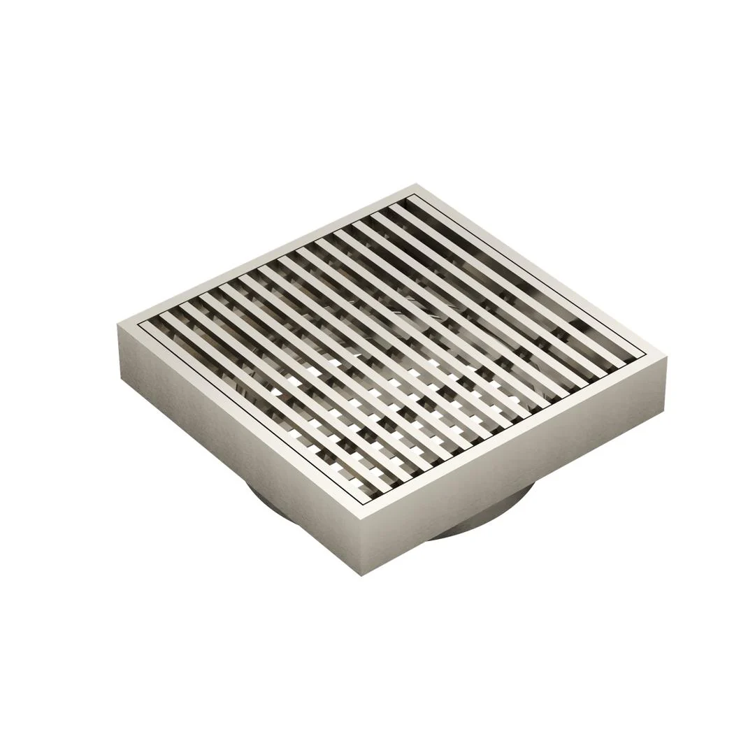 Linsol Ezyflow 110mm Heelguard Square Waste DN64 - Brushed Nickel