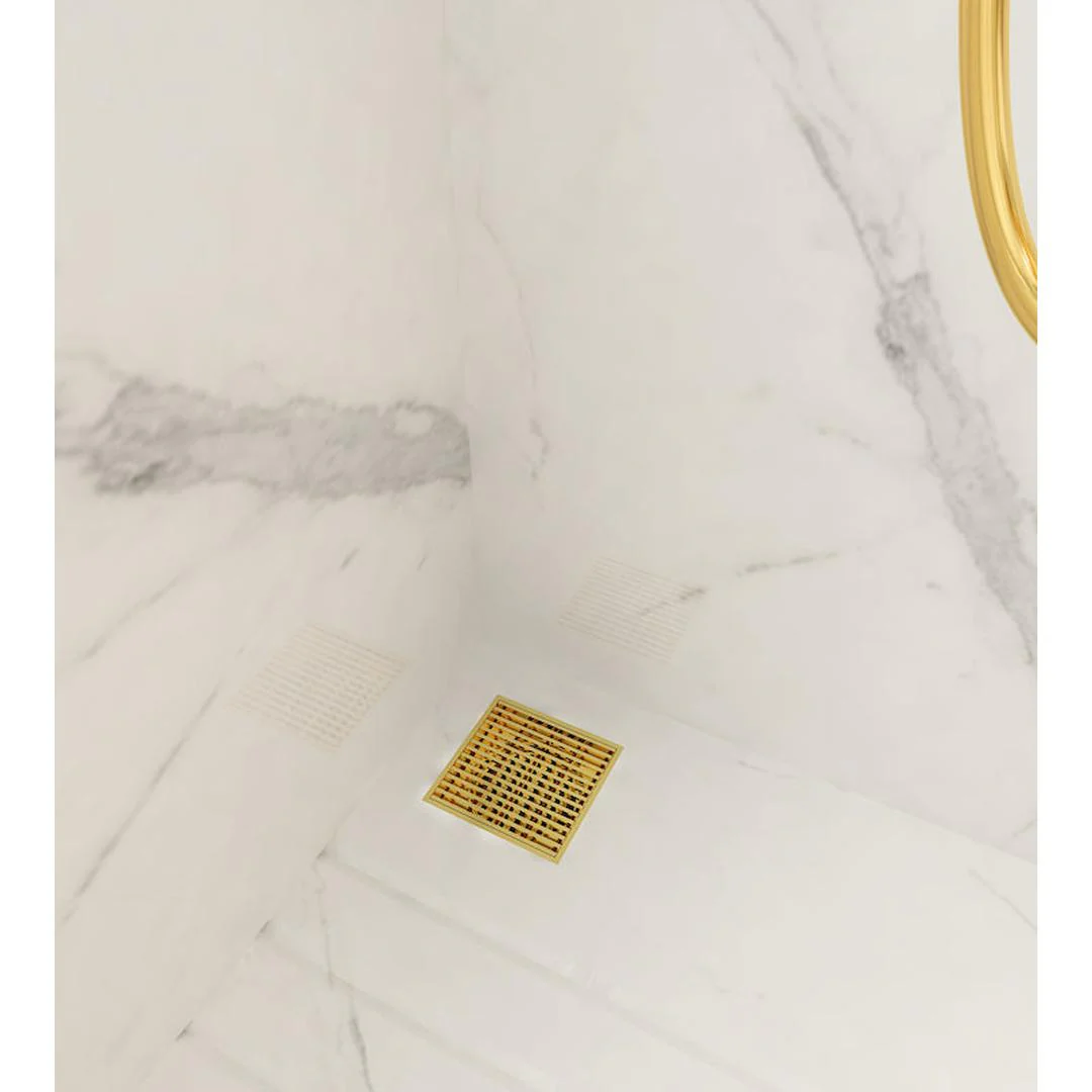 Linsol Ezyflow 110mm Heelguard Square Waste DN89 - Brushed Brass - Image 3