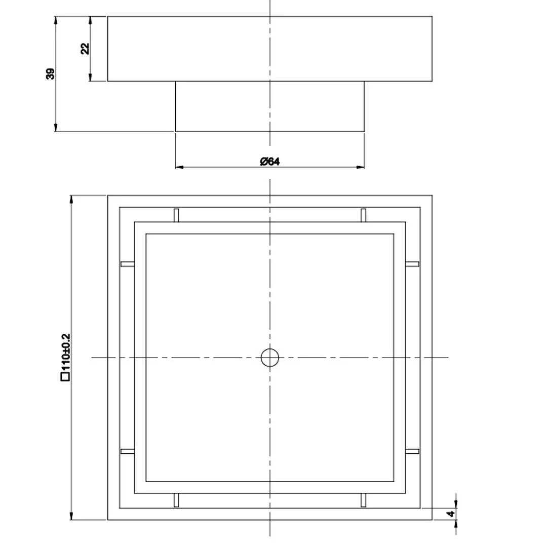 Linsol Ezyflow 110mm Tile Insert Square Waste DN64 -  Brushed Nickel - Image 2