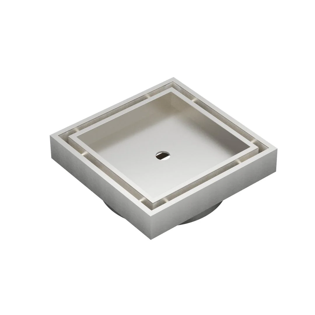Linsol Ezyflow 110mm Tile Insert Square Waste DN89  - Brushed Nickel